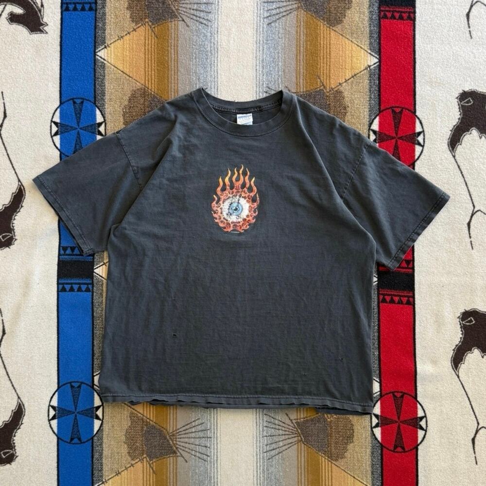 Vintage Y2K Pit Bull Leather Company Thrashed T-Shirt Size XL Faded Double Sided